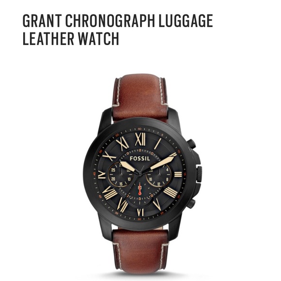 grant chronograph luggage leather watch